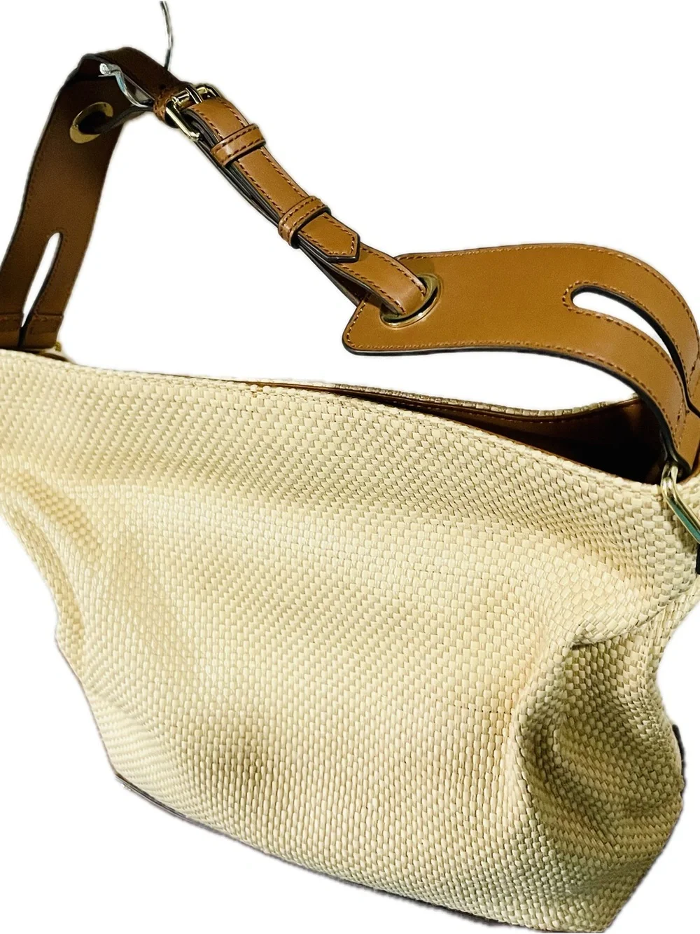 Vince Camuto Straw & Leather Hobo Bag